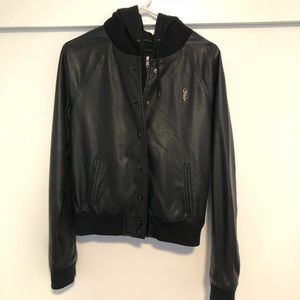 Obey Black Leather Jacket